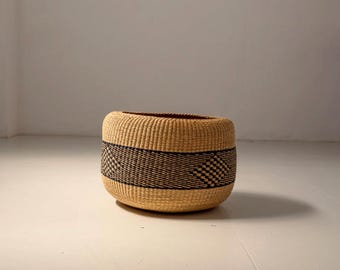 Handgewebter Bolga Weithals-Blumentopfkorb | Umweltfreundliches Wohndekor | Pflanzenkorb| Aufbewahrungskorb | Bolga Korb