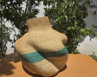 Yola Welle Korb | Housewarming Geschenke | Bolga Korb | Geschenk für Ihn, Geschenk für Sie | Dekorativer Korb Bolga | Handgemachter Korb, Hohe Körbe
