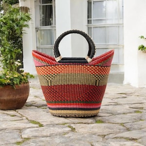 Handwoven Bolga Basket Shopper | Eco-Friendly basket|Tote basket| Everyday Basket Bag| Shopper Basket| African basket| Handwoven basket