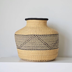 Handwoven Bolga Basket | Decorative Storage, Plant Holder, Ghana Artisan Craft