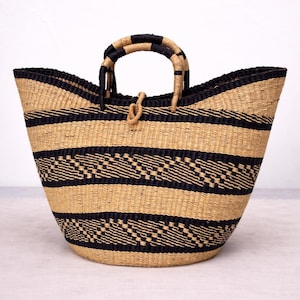 Handmade Bolga Handbag  | Summer Bolga Basket Bag | Ghanaian Market Bag | Eco-Friendly Gift for Her | Colorful Straw Tote