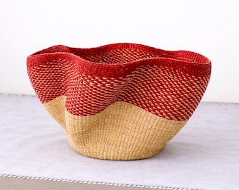 Home Decor Korb, Handgemachter Korb, Geflochtener Korb, Kunst Korb, Wellen Korb Dekor Korb, Bolga Korb, Blumenkorb, Obstkorb
