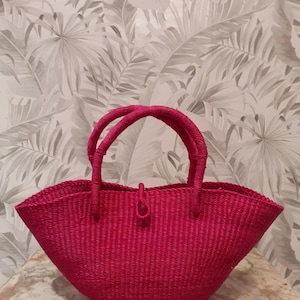 Handmade Bolga Handbag  | Summer Bolga Basket Bag | Ghanaian Market Bag | Eco-Friendly Gift for Her | Colorful Straw Tote