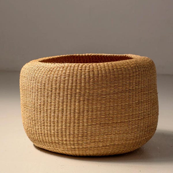 Handwoven Bolga Wide-Mouth Plant Pot Basket | Eco-Friendly Home Décor| Housewarming Gifts| Plant basket| Storage bolga basket
