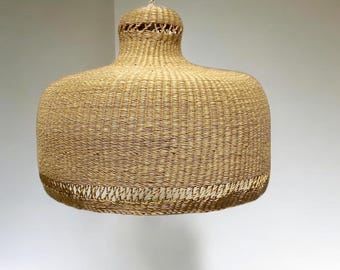 Handgewebter Bolga Lampenschirm | Natürliche Boho Pendelleuchte | Handwerker Wohnkultur| Lampenschirm| Bolga-Lampenschirm | Afrikanischer Lampenschirm | Boho Lampenschirm
