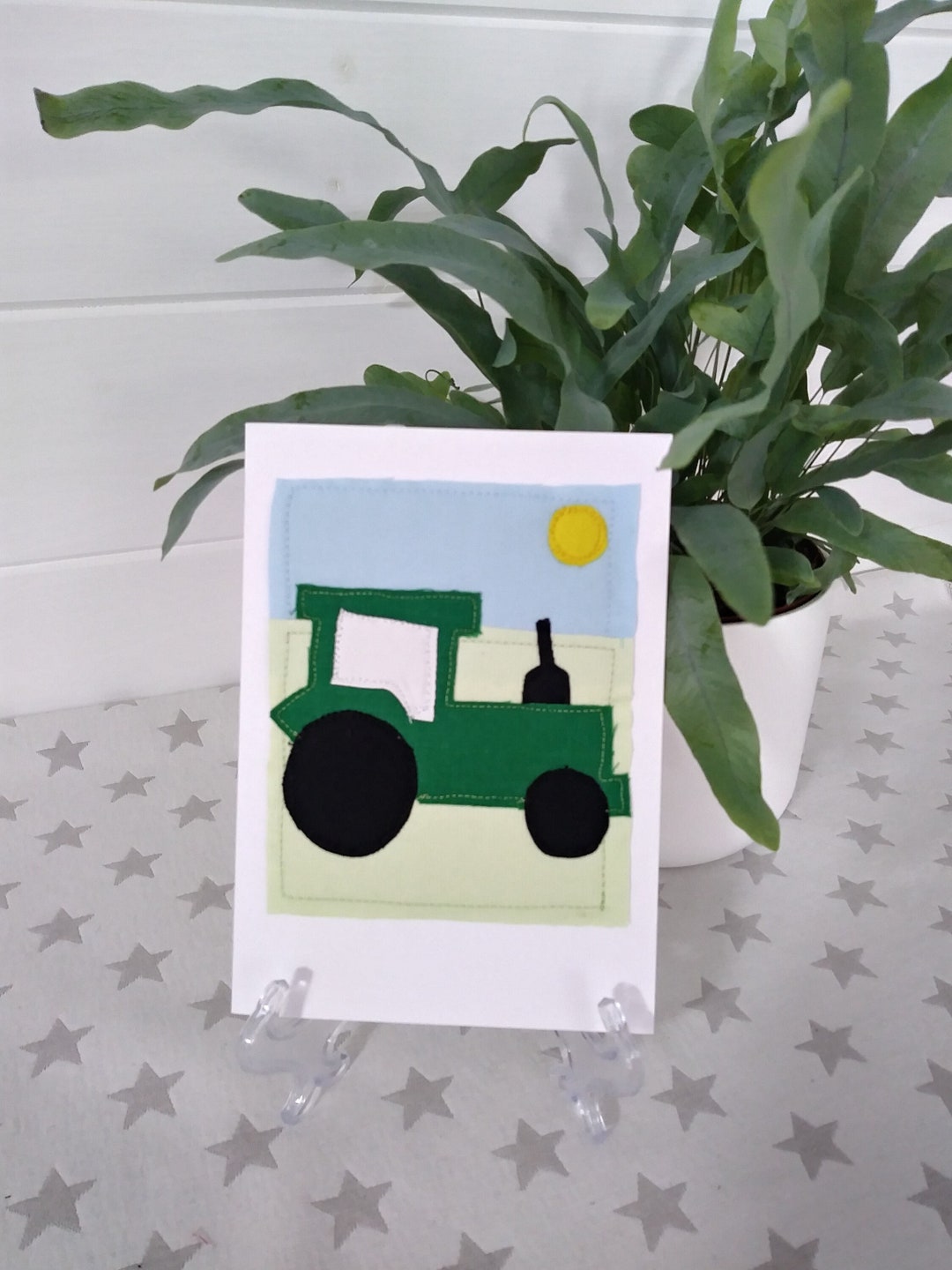 Handmade Tractor Card Custom Tractor Fabric Card Farmyard Birthday Card ...
