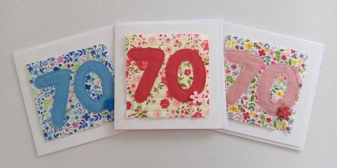 Personalised 70th Birthday Card Flower Greeting Card Handmade Birthday ...