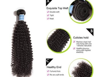 Kinky Curly Hair Extension Human Hair 100 gram sew in / Color Dye, Bleach, Perm Safe