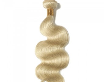 613 Blonde Body Wave Hair Extension Human Hair 100 gram sew in / Color Dye, Bleach, Perm Safe