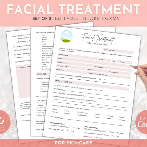 Skin Care Intake Form - Etsy