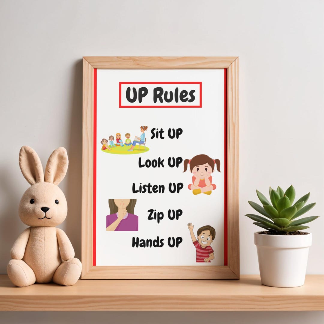 UP Rules Poster | Simple Illustrated Classrom Rules for Preschool ...