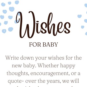 Blue Baby Shower Signs & Activities: Wishes for Baby - Etsy