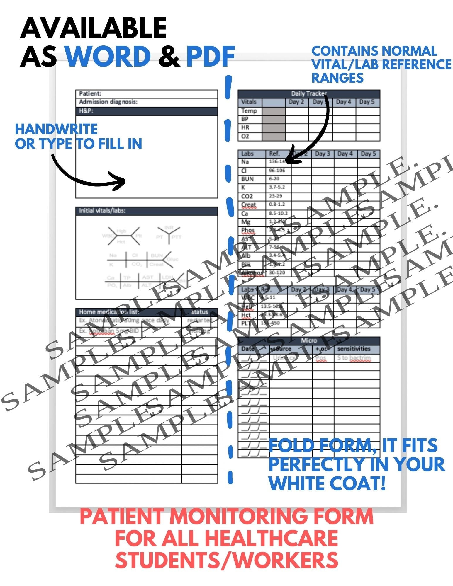 Clinical Rotation Tracker Hospital Clinical Rotation Patient Monitoring Form | Critical Care ...