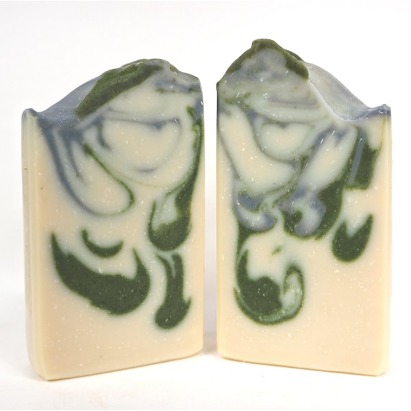 Peppermint Eucalyptus-5oz Handmade Essential Oil Naturally Colored Goat Milk Soap Bar