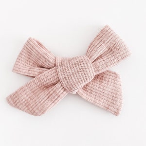 Pink Ribbed Knit Pinwheel Bow