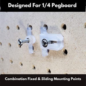 1/4 Inch Pegboard Connector and Pegboard Slider Connector  - Combination 4 Pack