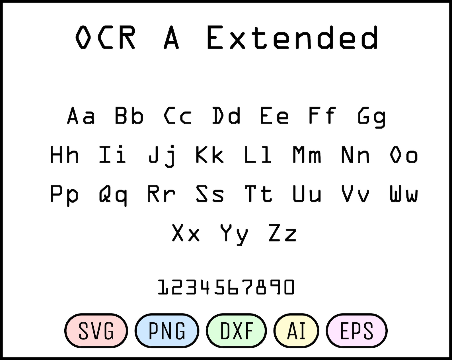 OCR A Extended Font Svg Png Ai Eps Dxf Alphabet/font Etsy Sweden