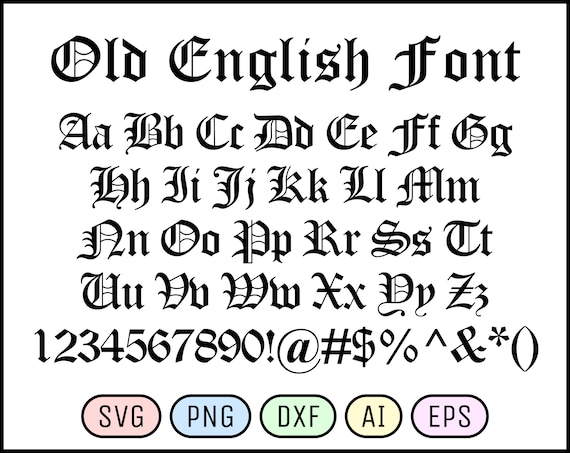 Old English Text MT Font Svg Png Ai Eps Dxf Alphabet Numbers - Etsy Canada