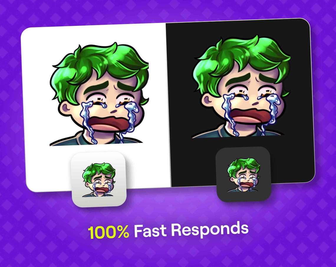 6 Green Hair Chibi Boy Emotes / Chibi Emotes Pack / Kawaii | Etsy