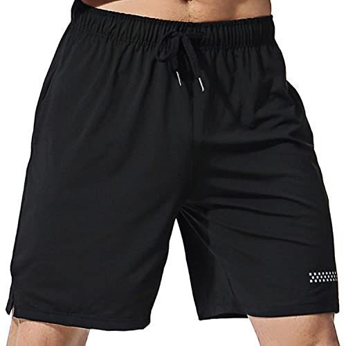 Men's Spandex Workout, Mesh Fitness Gym Short With Pocket Black AND