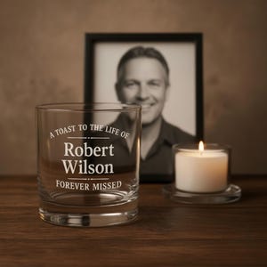 Personalized Memorial Whiskey Glass, Sympathy Gift in Loving Memory, Bereavement Keepsake