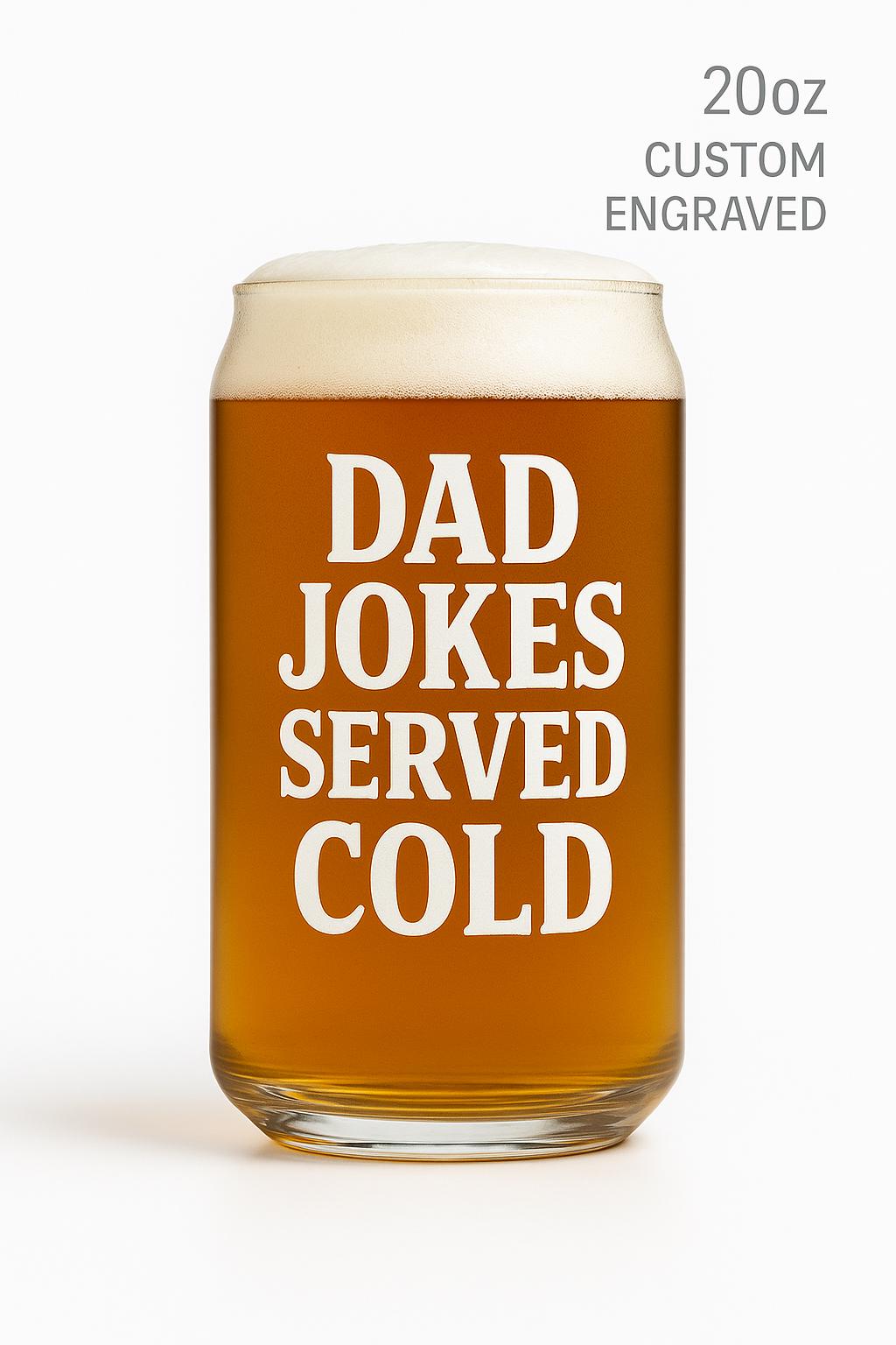 Personalized Dad Beer Can Glass – 20oz Etched Pint, Custom Father’s Day Gift, Funny Man Cave Cup, Engraved Barware