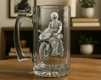 Custom Engraved Beer Mug - Personalized Pint Glass with Photo - Etched - Groomsmen, Wedding, Father’s Day Gift,