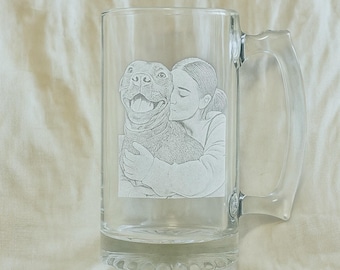 Personalized 16 Oz Beer Mug - Custom Laser Etched Glass for Weddings, Groomsmen, Father&#39;s Day, and Family Gifts