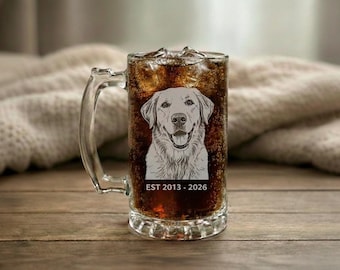 Custom Photo Beer Mug, Personalized Engraved 16oz Pint Glass Gift