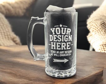 Personalized 16 Oz Beer Mug - Custom Laser Etched Glass for Weddings, Groomsmen, Father&#39;s Day, and Family Gifts