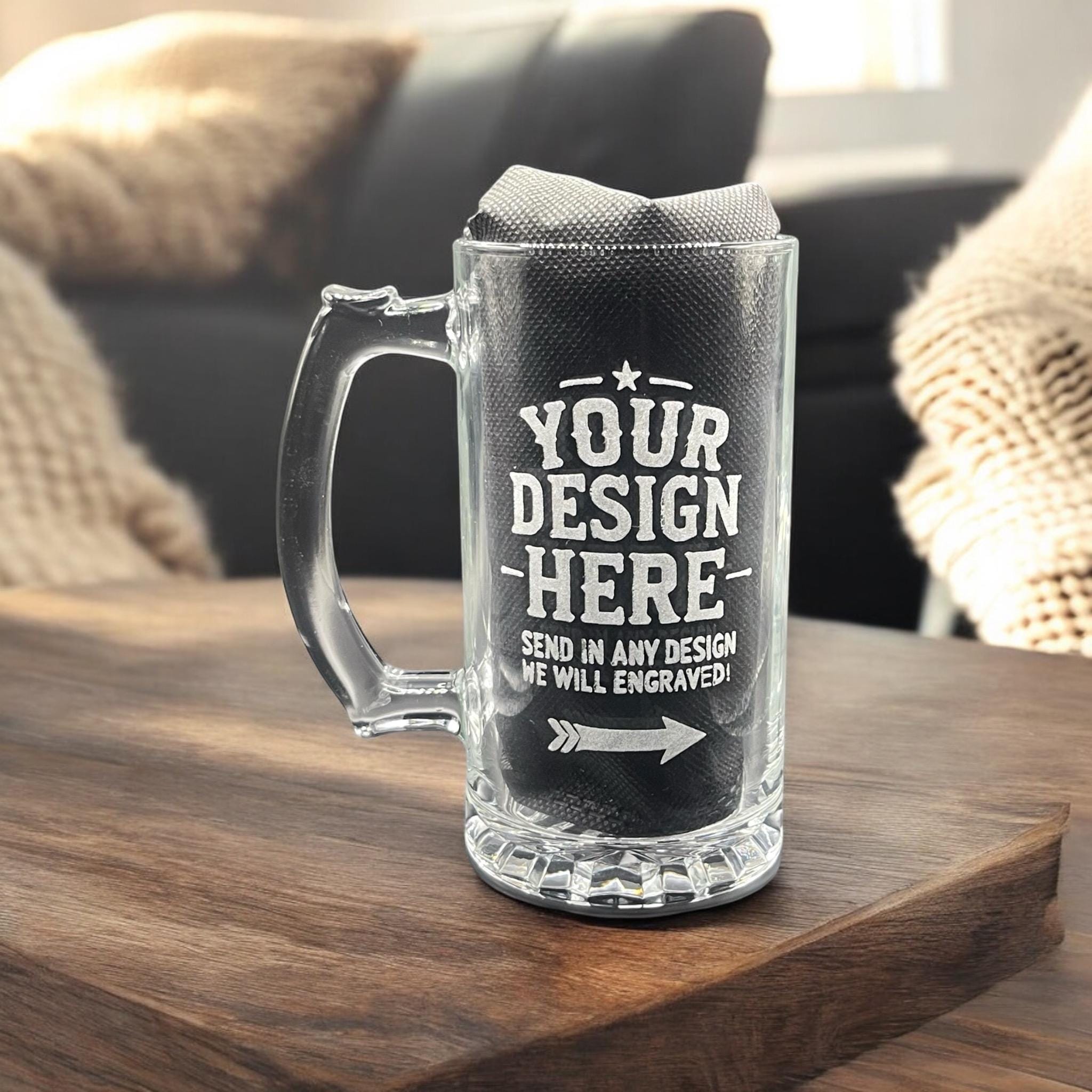 Personalized 16 Oz Beer Mug - Custom Laser Etched Glass for Weddings, Groomsmen, Father's Day, and Family Gifts