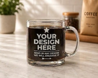 Custom Coffee Mug, Personalized Glass Coffee Mug, Laser Engraved Glass Mug with Name or Logo, Custom Glass Mug Gift