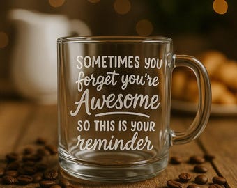 Custom Engraved Coffee Mug – 13oz Glass Cup with Your Logo, Text, or Photo | Personalized Gift or Office Mug