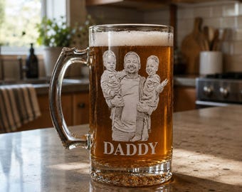 Custom Beer Glass Gift for Him, Personalized Beer Mug with Logo, Photo or Text, Custom Pint Glass