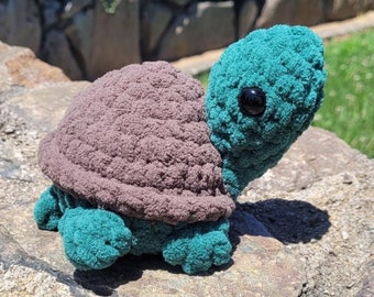 Crochet Turtle Plush || Small squishy turtle friend, desk pet, stress toy, Custom Colors Available