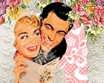 Save The Date Karten, Hochzeit, Retro, Vintage, Kitsch, Skurril, Unikat, 50er Jahre, Pin Up, druckbar--Instant Digital Download