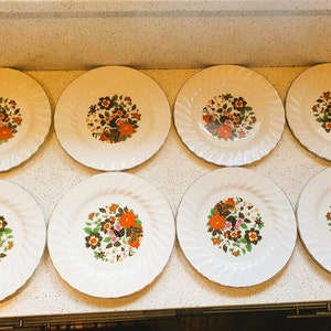 Vintage Irish Plates, Floral Plates, Carrigdhoun Potteries Cork, Carrigdhoun, Cork, 10 Inch Dinner Plates, Unmarked, Dinner service