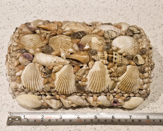 Vintage Shell Covered Jewelry Box: Large 90s Sea … - image 7
