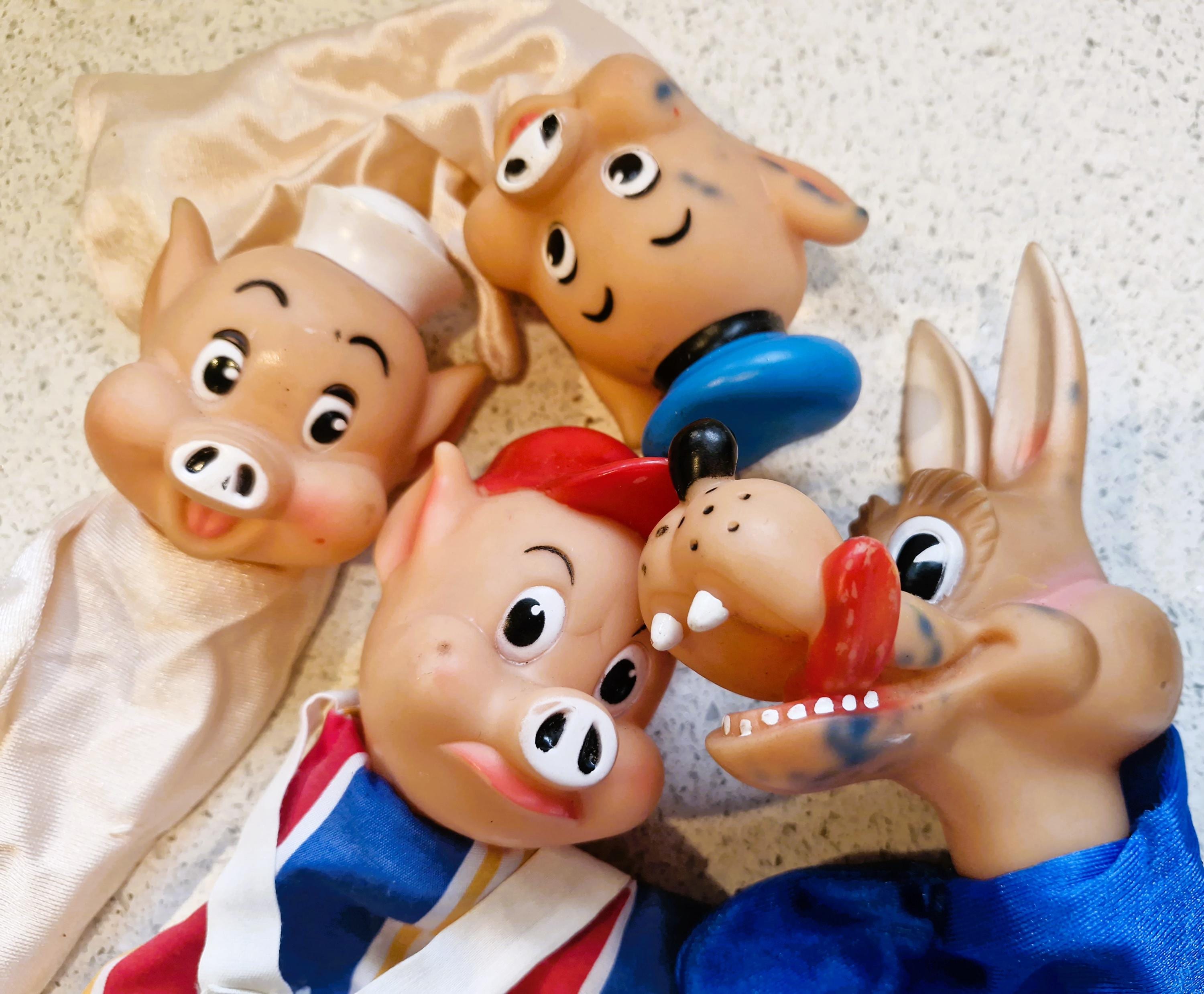 Vintage Hand Puppets, 3 Little Pigs and the Big Bad Wolf: Puppet