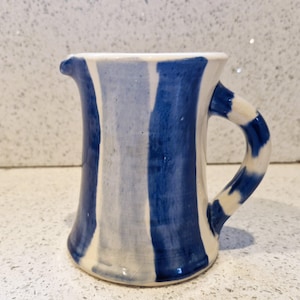 Hand Painted Pottery Milk Jug: Blue and White Creamer (4.5 inch)