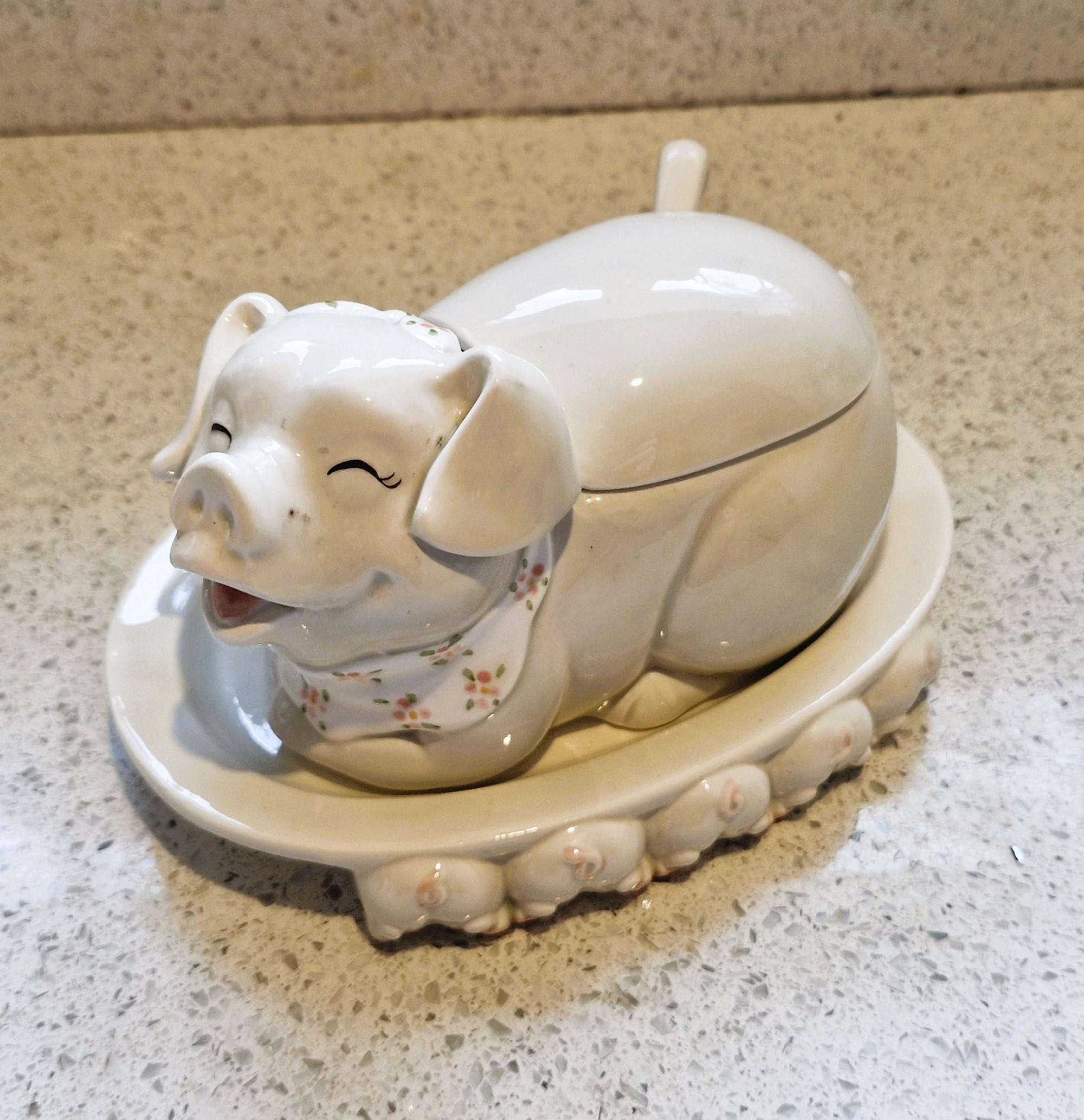 Fitz & Floyd Pig Tureen, Fitz and Floyd Pig Shaped, Gravy Boat