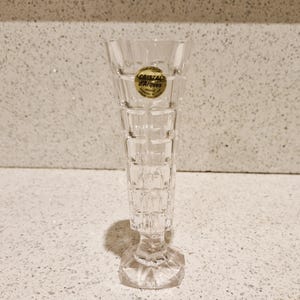 Vintage Crystal Vase, Vintage Glass Vase, 7 Inches ,Decorative, Flared Glass Vase, Trumpet Shaped, Cut Glass, Flower Vase