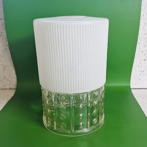 60s Glass Pendant Lamp Shade, White, Clear, Bubble Glass, Glass, Vintage, Lamp shade, Pendant, Ceiling, Hanging