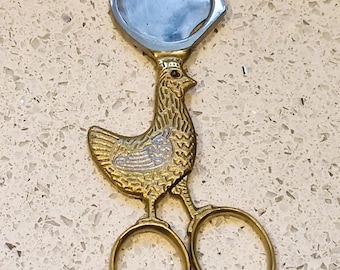 Vintage Gold / Silver Plated Chicken Egg Scissors: Hoffritz Germany