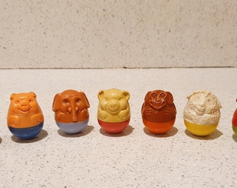 Airfix Weebles, Weebles anni &#39;70, persone giocattolo d&#39;epoca, giocattoli per bambini stravaganti anni &#39;70, riempitivo per calze, Weebles Zoo, fattoria Weebles