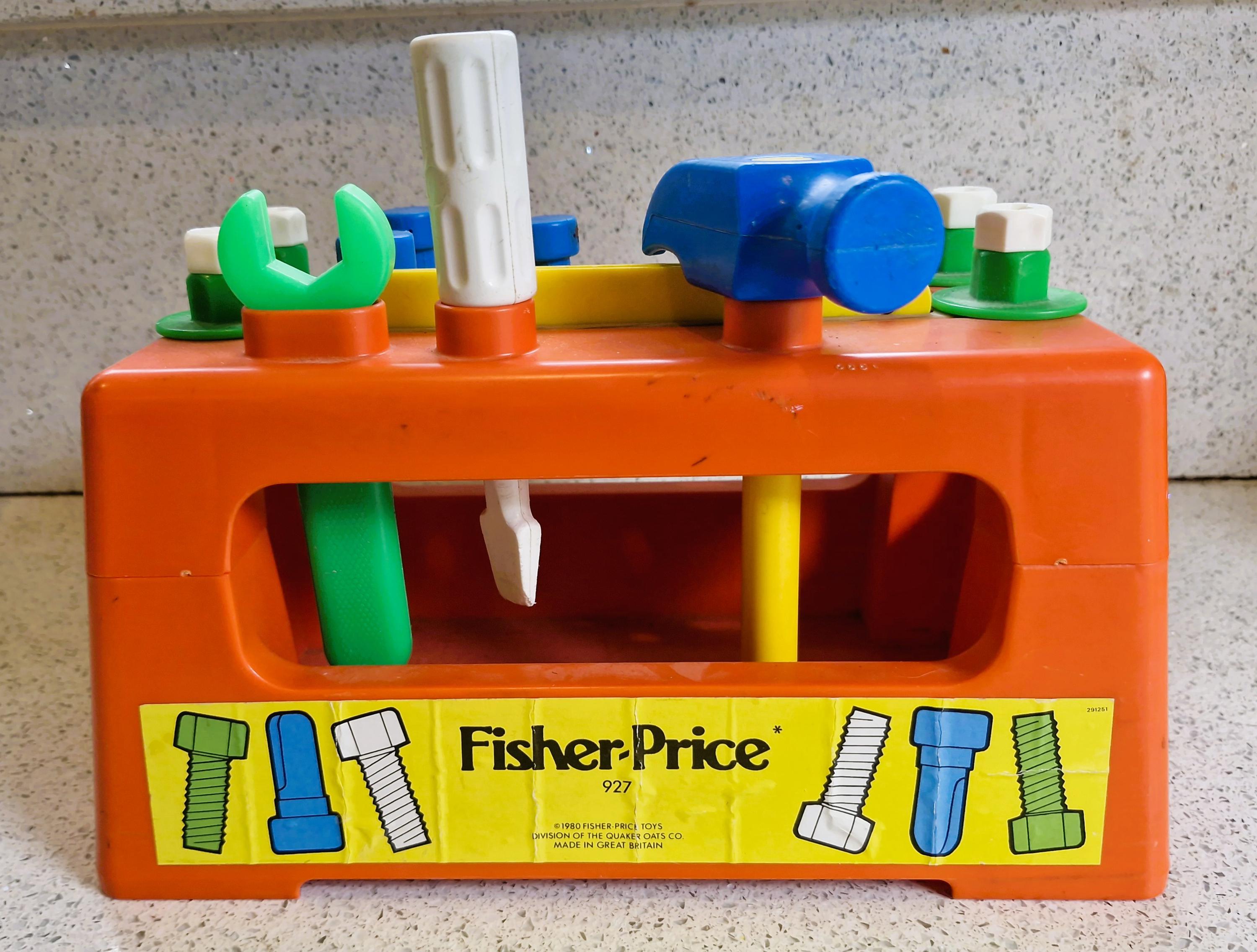 Vintage Fisher Price Work Bench Children's Construction Play Set