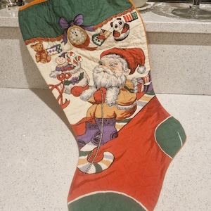 Large Christmas Stockings, Vintage Christmas Stocking, Kitsch, Quirky,  Father Christmas, Very Good condition