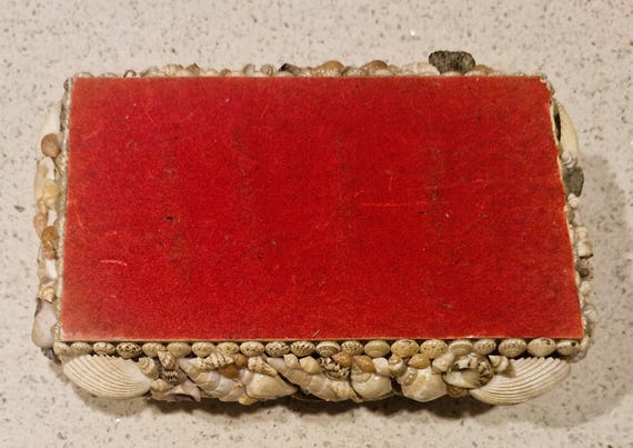 Vintage Shell Covered Jewelry Box: Large 90s Sea … - image 10