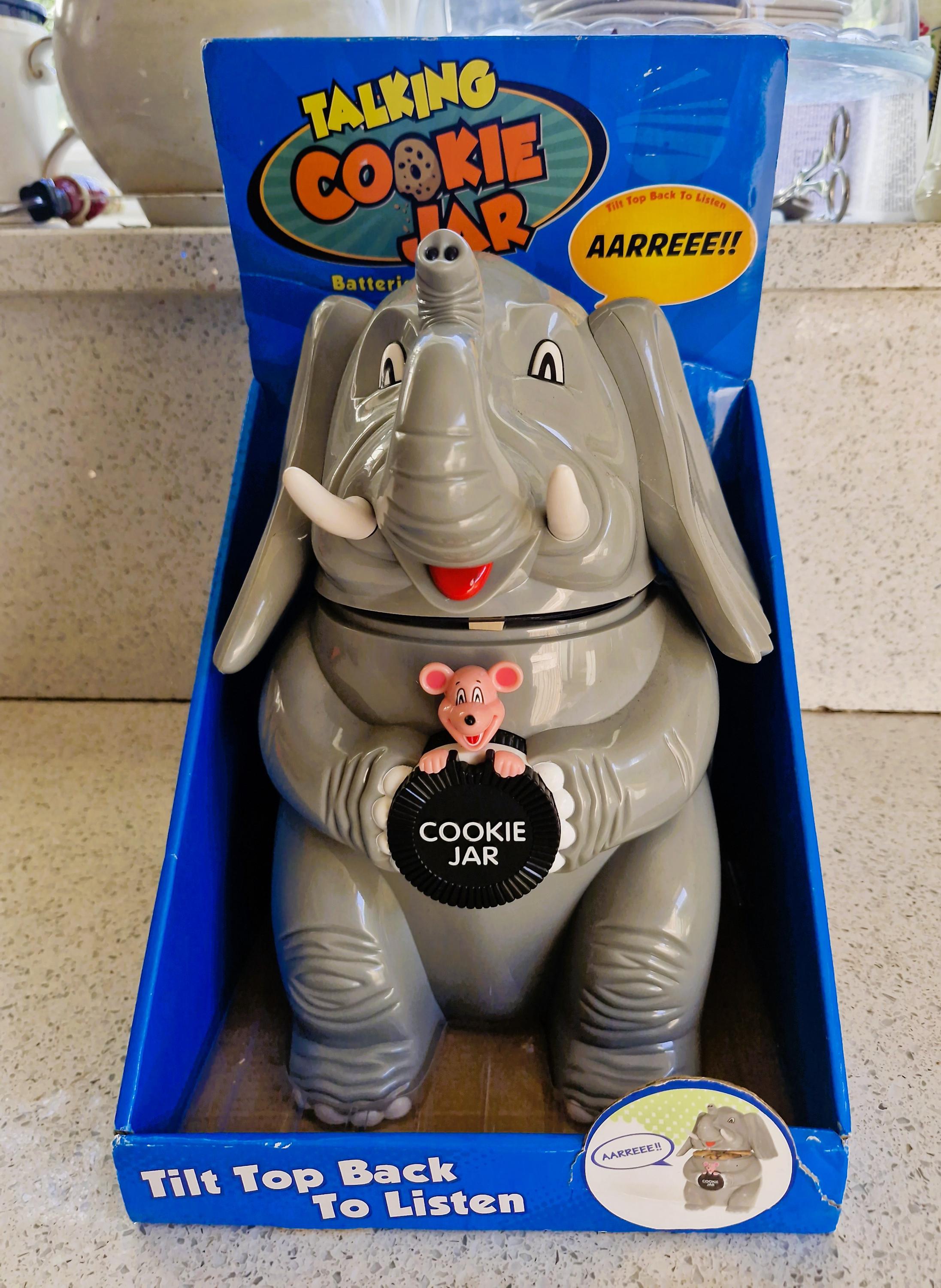 Vintage Elephant and Mouse Cookie Jar: Novelty Oinking Sound, 10