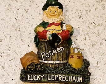 Vintage Irish Leprechaun Magnet, Lucky, Irish Poteen
